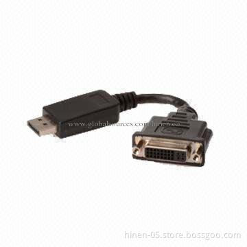 DisplayPort to DVI Cable Adapter, 15CM w/ IC, Support DVI Highest Video Resolution of 1,080-pixel